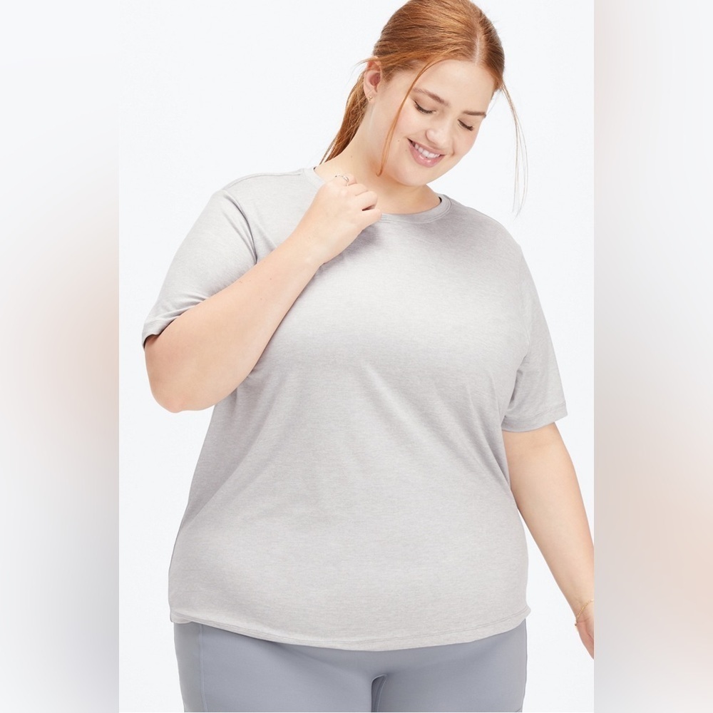 Fabletics 100% Cotton Tee‎ Light Gray Heather 2X soft casual baby tee t-shirt